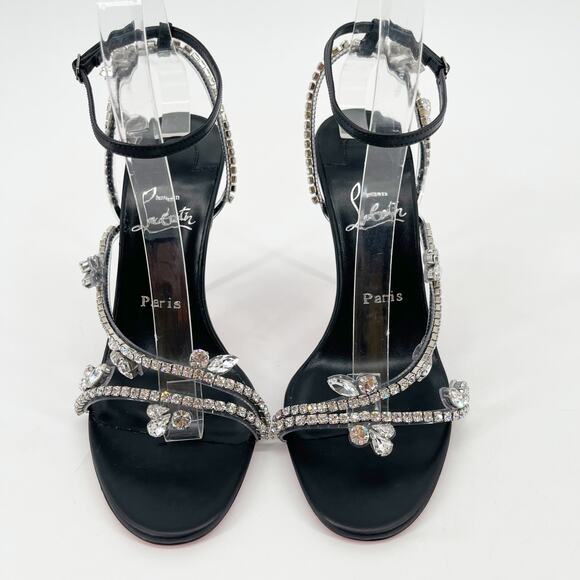 New Christian Louboutin Joli Queen Black PVC Strass Ankle Strap Sandals EU 39 - Picture 6 of 11